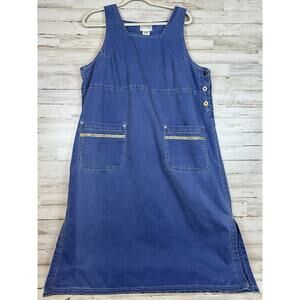 VINTAGE Susan Bristol Denim Jumper Dress Women’s IW (18-20) Blue Pinafore Cotton